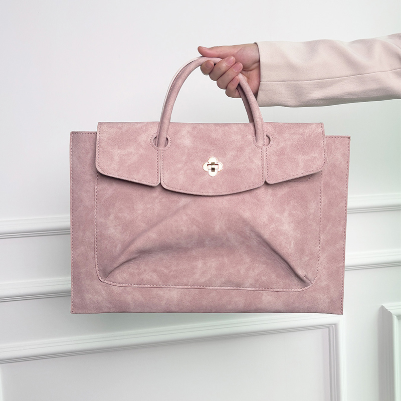Elegant Pink PU Leather Laptop - Women Hand Bags For Office review and price
